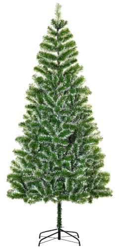 HOMCOM Árbol de Navidad Artificial 210 cm con 968 Ramas Ø100x210 cm Verde | Hojas de PET, Soporte de Metal, Decoración Navideña, para Interior Salón Fiestas