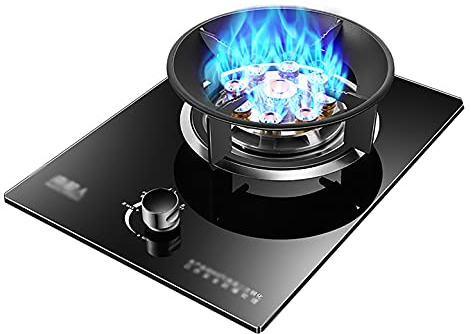 IBOWZ Placa de Gas Cocina doméstica empotrada 1 Quemador, Cocina de Mesa, Estufas de Gas con Aspecto Moderno, Perilla de aleación de Zinc, protección contra fallas de Llama, Convertible NG/LPG [Cl