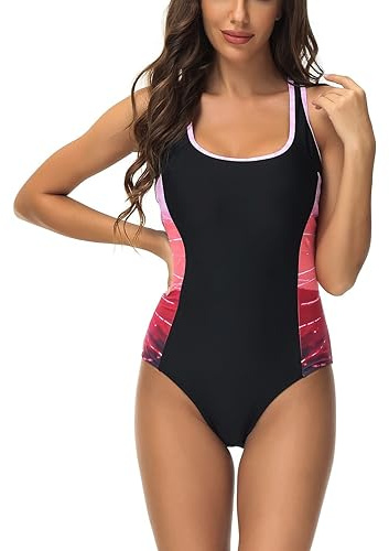 Sweetneed chida yi Baddräkt dam push up badmode baddräkt magkontroll gradient figurformande effekter rygglös bandeau kors rygg baddräkt i ett stycke, Svart 03, XXL