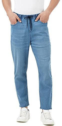 INKD Jean de Jogging pour Homme - Taille mi-Haute | Mélange de Coton | Tissu Extensible | Ceinture élastiquée | Style Classique 5 Poches | Jean pour Homme