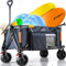 Overmont Festival Camping Trolley on Wheels - Heavy Duty Folding Beach Wagon Cart with Extra Wide Wheels, 330lbs Capacity, Adjustable Handle, Portable for Outdoor, Garden, Shopping, Fishing - Blue