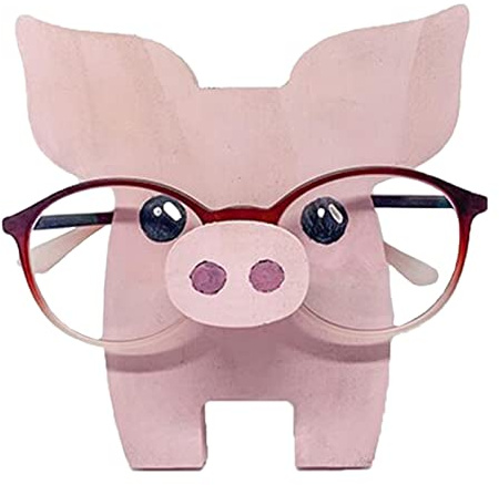 Niedlicher, Kreativer Tier-Brillenhalter, Haustier-Brillenständer, Brillenständer aus Holz, Sonnenbrillen-Präsentationsständer für Zuhause, Büro, Schreibtisch, Dekoration, Zubehör(Schweinchen)