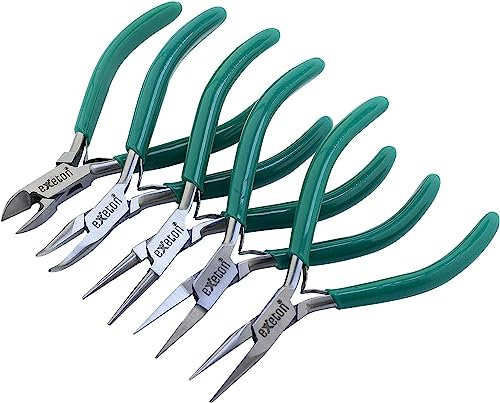 AR Emporium Jewellery Pliers, Exeton Set of 5 Professional Jewellry Making Pliers Tools Craft Pliers Set Wire Wrapping Tools for Jewelry Making (Green, 15cm)
