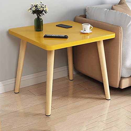 Table d'appoint, Tables Basses Canapé en Bois Massif Table Centrale Salon Petite Table Basse Finition en Bois Table de Chevet pour Chambre à Coucher,Yellow
