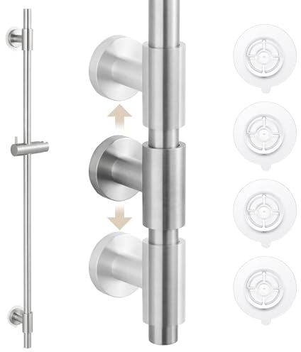 KES Asta Doccia Saliscendi Adesiva Saliscendi Doccia Acciaio Inossidabile 18/8 Asta Doccia con Supporto Doccia Regolabile 100CM Spazzolato, F209S100DF-BS