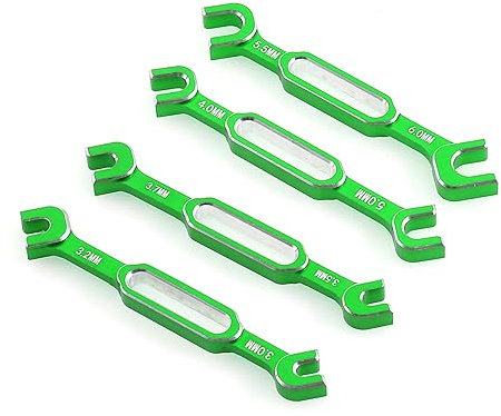 KEEDA 4PCS RC Aluminum Alloy Turnbuckle Wrench, 3.0/3.2/3.5/3.7/4.0/5.0/5.5/6.0mm Ball End Remover RC Ball Joint Tool for RC Model Car Truck Boat RC Drone (Green)