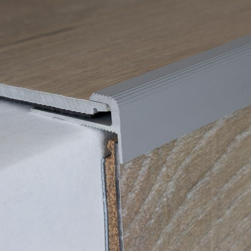PROVISTON | Kant- och avslutningsprofil | aluminium | 12 x 28 x 2700 x 5 mm | silver | inskjutningsprofil | slutlister | golvprofil