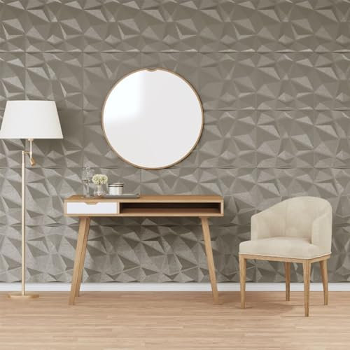 Homgoday Wandpaneele 24 Stück grau Zement 50 x 50 cm EPS 6 m² Diamant Möbel für Haus Innen Außen Wohnzimmer Schlafzimmer