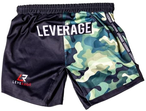 Leverage Kids Jiu-Jitsu BJJ MMA Shorts - Nogi Grappling Kickboxing Muaythai Surfing Summer Holiday Shorts (UK, Age, 6 Years, 9 Years, Regular, CAMO)