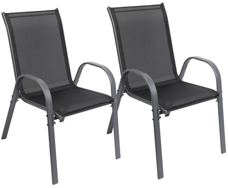 Albatros Gartenstühle 2er Set Kuba – stapelbar mit robustem Metallgestell - hohe Belastbarkeit – Bequeme Stapelstühle auch als Terrassenstühle oder Balkonstühle - verbesserte Version 2025