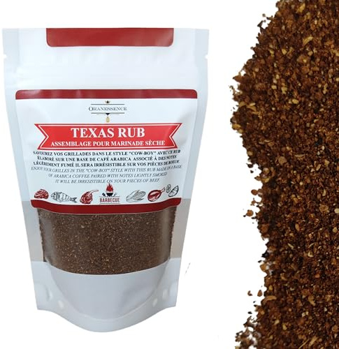 Sazonador Texas (200 g) - Especias para frotar - Barbacoa - Hecho a mano en Normandía - Sazonador seco de café - Perfecto para carne de res - Sin aditivos, colorantes, conservantes, sin irradiar
