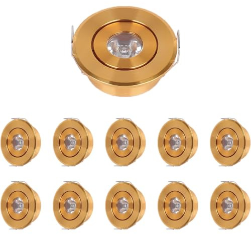 MRDEER 10er Set LED Einbaustrahler 230V IP44 Dimmbar Spots, Deckenspots Einbauleuchten Mini Slim 20mm Ultra Flach, Warmweiß 3000K Schwenkbar Einbauspots für Wohnzimmer Ausstellungshalle (Gold)