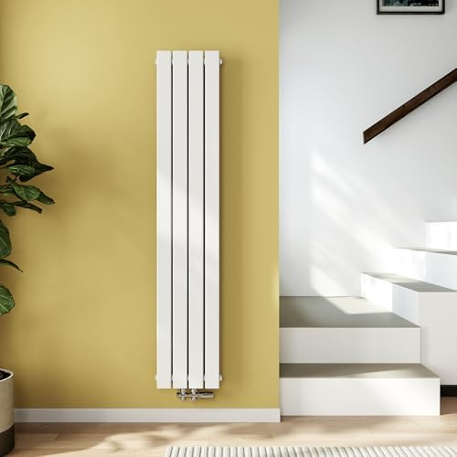 EMKE Radiatore Piccolo, 1600x300 mm, Bianco, Doppio Pannello,889 Watt | Verticale, Piatto Stretto per Bagno, Design a Connessione Centrale