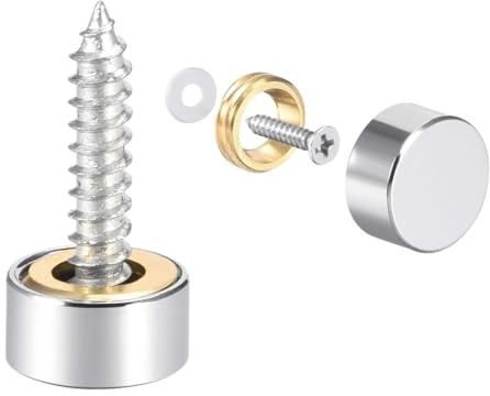 TOP-VIGOR 10mm Screw Cover Caps, 4Pcs Polished Mirror Screw Caps, Silver