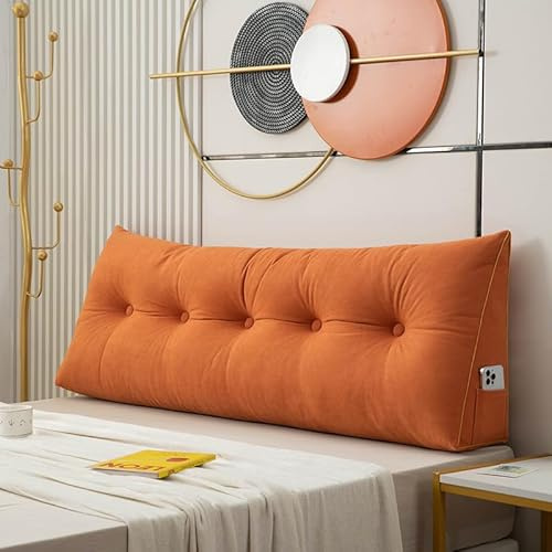 LIXQQS Rückenkissen Keilkissen Lesekissen für Bett Sofa: Ergonomisches Kopfteil Kissen Bequeme Dreieckskissen für Schlafen Lesen Gaming Freizeit (orange, 80 * 50 * 20cm)