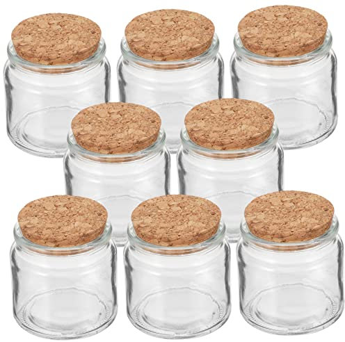 BELLIFFY Tarros De Vela Vacíos De Vidrio Transparente 8 Unidades Con Tapón De Corcho Para Aromaterapia y Bricolaje, Candelabros De Vidrio Elegantes, Para Decoración Del Hogar y Manualidades