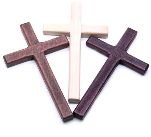 Generic 2pcs Christ Wooden Crosses Hand Carvings Religious Cross Christian Pray Crucifix Jesus for Men & Women Ornaments For Church, Living Room Decor, Wedding