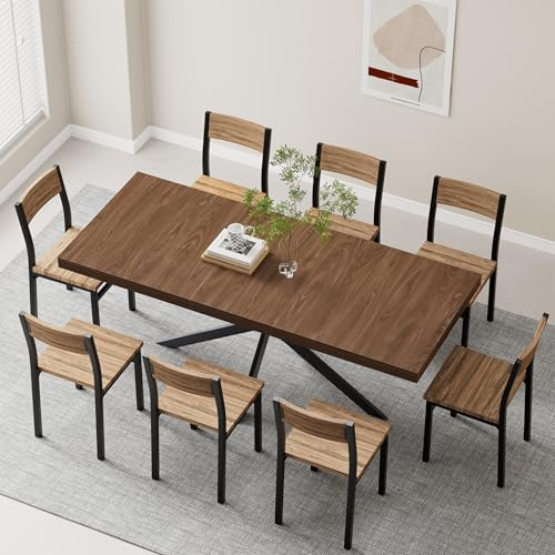 Extendable Dining Room Table for 4 6 8, 55-70.9 Long Rectangle Kitchen Table,Wood Expandable Dining Table with Hidden Leaf & Storage, Space Saving, For Kitchen Dining Living Room, Farmhouse, Walnut