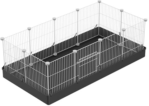 PILIN Parc pour Petits Animaux avec Porte, Parc pour Lapins, cochons d'Inde, Chiots et Chatons, intérieur et extérieur, clôture de Cour Portable en Fil métallique 43x32 12pcs