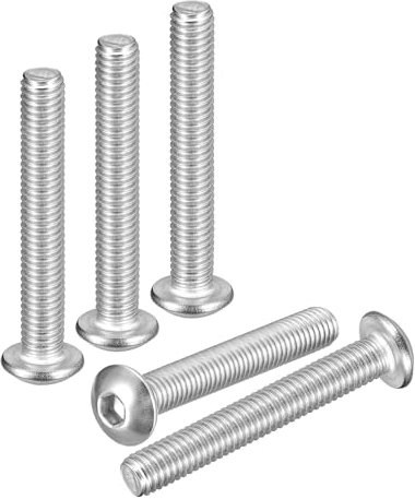 DTGN M5-0.8x35mm Linsenkopfschrauben mit Innensechskant - 60er Pack - Gut für Rennrad, Mountainbike, Auto, Motorrad - 304 Edelstahl weiß lackiert - Sechskant-Antriebsbefestigungen