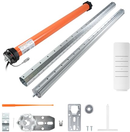 3T-MOTORS Funk-Rollladenmotor Komplettset mit Fernbedienung HSZ1, SW60 Welle 1,90 m, 3T45-20RX (Zugkraft 20 Nm/40 kg) mit mechanischen Endschaltern, bidirektional, Rollladenantrieb