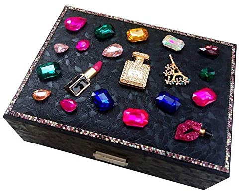 Geschenk für Frauen Schmuckschatullen Schmuckschatullen mit Spiegel Doppelschichtige Schmucktruhe aus Samt Vielseitiger Schmuck-Organizer Kreative Aufbewahrungsbox für Schmuck Neujahrsgeschenk