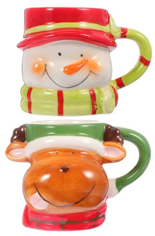 Amosfun 2st Weihnachtsbecher Tasse Wasserbecher Kaffeetasse Dekorative Weihnachtsdesign- Zarter Becher Mit Weihnachtsmuster Keramik