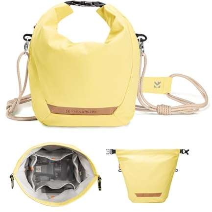 K&F CONCEPT Kameratasche, Tragbare Leichte Camera Bag | Modische Umhängetasche Geeignet für Kleine Liner Bag mit Spiegellose Kamera, Gelb BS05
