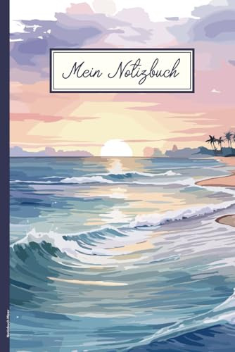 Notizbuch Meer: Sonnenaufgang auf Buch für Notizen romantisches Notizheft A5 liniert Palmenmotiv mit Sonne Schreibheft als Reisetagebuch für Urlaub Sonnenuntergang Geschenk für Frauen