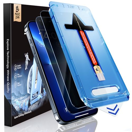 MAGIC JOHN 2 Stück für iPhone 13 Pro Max/iPhone 14 Plus für Sichtschutzfolie (6,7 Zoll), 28-Grad-schutzwinkel-Einfaches, Auto-Dust-Eliminierung, 9H, Bläschenfrei, Einfache Installation