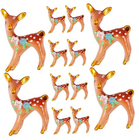 Kisangel 12stücke Hirschfiguren Zum Basteln Waldtier-feengarten-zubehör Mikro-landschaftsornamente Kleine Hirschfigur Weihnachts-Rentier-Ornament Miniaturfiguren Künstlicher Hirsch