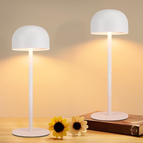 Homefire Lampada da tavolo a LED senza fili, 2 pezzi: lampada touch dimmerabile con 3 temperature di colore, USB ricaricabile, batteria regolabile, portatile, impermeabile