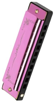 Blues-Mundharmonika 10 Löcher Tonart C Mundharmonika weit auseinander liegende Noten Orgel Lernspielzeug für Anfänger Musicaion-Geschenke(Pink)