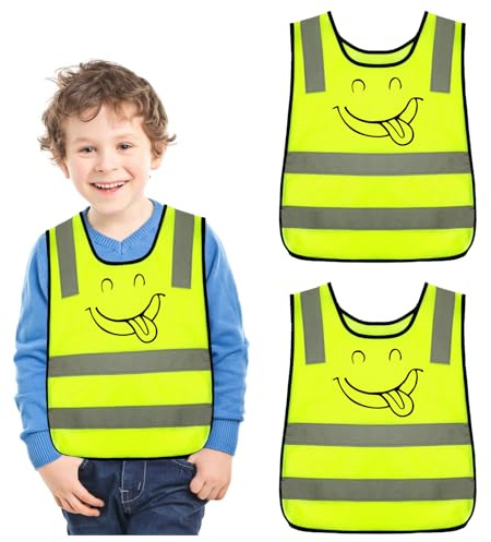 AffeGifts Chaleco Reflectante Niño, 2pcs Chaleco de Seguridad para Niños Chaleco de Alta Visibilidad para Niños para Niños Niñas Caminando, Viajando (Amarillo claro)