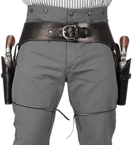Cowboy-Waffengürtel, PU-Westerngürtel mit doppeltem Revolverhalter, Einheitsgröße, Westerngürtel für Herren, Steampunk-Kostüm für Halloween-Cosplay-Party (Kaffeebraun), Spielzeug-Revolver-Western