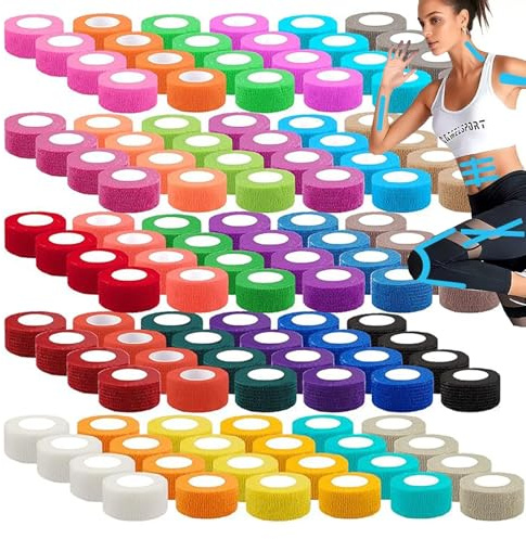 120 Rollen Selbstklebender Verband,30 Farben Wundpflaster Haftbandage 2.5cm x 4,5m Selbsthaftende Bandage, Haftbandage Selbstklebend, Fixierbinde Selbsthaftend für Stretch Sportler (30 Farben)