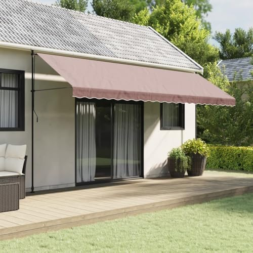 AJJHUUKI Rasen & Garten Outdoor Wohnen Fenster & Tür Markisen Ersatzstoff für Markise Volant Braun Streifen 5m