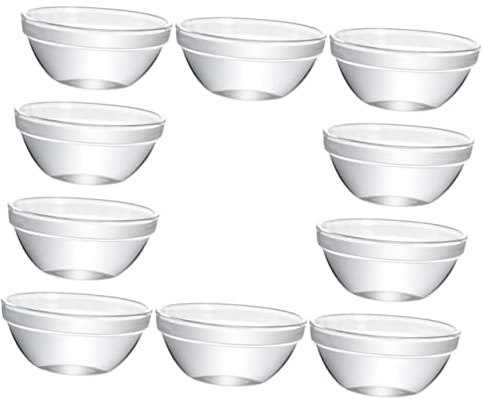 HOODANCOS Saladiers Créatifs En Verre Transparent Petits Lot De 10 Bols Alimentaires Polyvalents En Verre Borosilicate Résistants à Haute Température Cuisine Et Dessert à La Maison