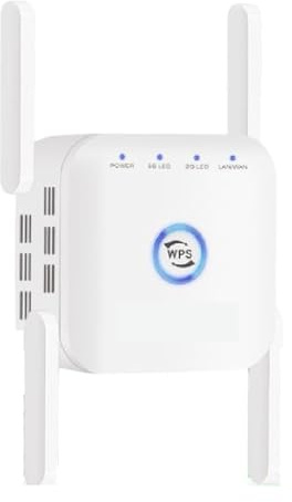 Wireless 5G 2.4Ghz WiFi Repeater Extender 1200Mbps Wi-Fi Amplifier 802.11N Long Range AP Signal Booster Extensive Coverage(5G white)