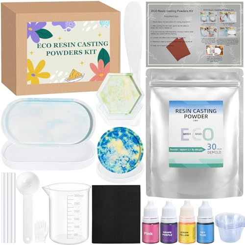 Vezerd - Set di polvere da colata fai da te, gesso per colata con stampi in silicone, polvere creativa in ceramica fai da te, polvere per colata in rilievo per principianti, artigianato per adulti a