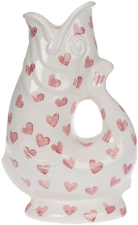 Iconic Hearts Glug Jug Large 28cm 1.4L | Gurgle Fish Jug and Fish Vase