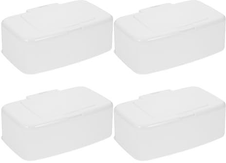 SUPVOX Dispensador de Toallitas Húmedas 4 Unidades con Tapa Hermética Botón Pulsador Soporte Recargable Caja Portátil para Baño y Escritorio Mantiene Humedad Frescura