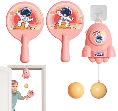 Verstellbares Ball-Set zum Aufhängen – interaktives Tischtennis-Spielzeug | Tischtennis-Set für Anfänger – 7,32 x 4,57 x 1,18 Zoll, ca. 400 g, enthält 2 Schläger und 2 Bälle, verstellbare hängende Tis