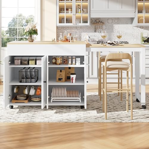 VIVCA Moderna mesa de bar extensible (117-180 × 50 × 94,6 cm), mesa de comedor extensible con espacio de almacenamiento, con seis estantes, mesa de bar, para comedor, uso como divisor de salón, color
