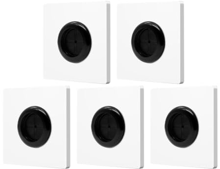RUNROTOO 5 Pezzi Piastra Coprifili Elettrici con Foro Passacavi e Gomma, Facile da Installare, Design Versatile la Gestione Cavi in Ufficio e Ambienti Vari