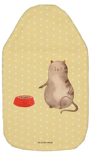 Mr. & Mrs. Panda Wärmflasche Katze Fressen - Geschenk, Wärmflaschenbezug, Wärmekissen, Körnerkissen, Katzenprodukte, Kinderwärmflasche, Wärmflasche