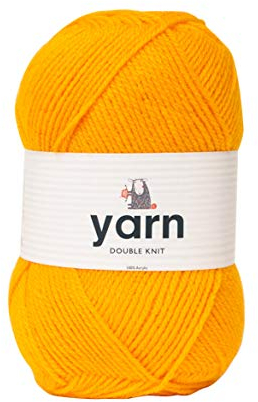 Korbond DK Senfgelbes Garn, 100 g Acrylwolle, leicht, hypoallergen und langlebig, Doppelstrick-Häkelgarn, Strickwolle (insgesamt 290 m)