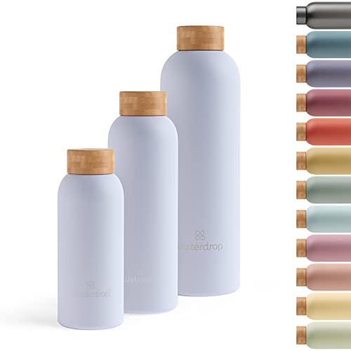 waterdrop® Edelstahl Trinkflasche 600ml - auslaufsichere Trinkflasche Kohlensäure geeignet & BPA frei - doppelwandige Thermosflasche für heiße & kalte Getränke - ideal für unterwegs, Büro & Fitness