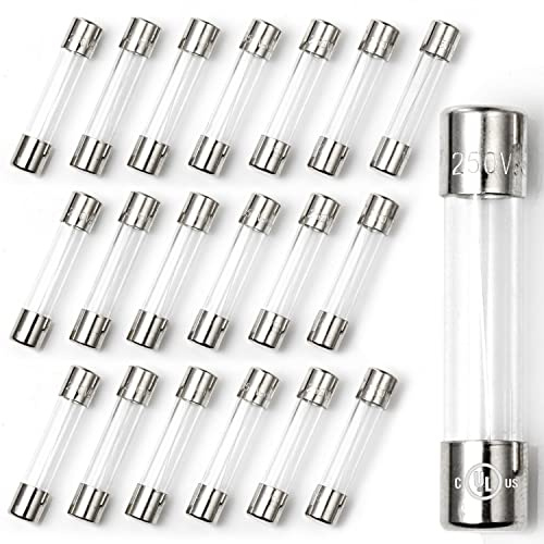 Chanzon 20 Stück VDE Prüf 6x30 1A Sicherungen Sicherung Glassicherung Glasrohrsicherung Feinsicherung Schnelle Glas Sicherung AGC-Glaspatronen-Rohrsicherung träge 250V