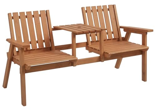 Outsunny Wooden Garden Loveseat Bench 2-Seater Orange
